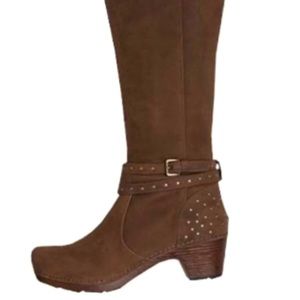 Dansko Myra Studded Tall Leather Boots, Brown Size 40, used